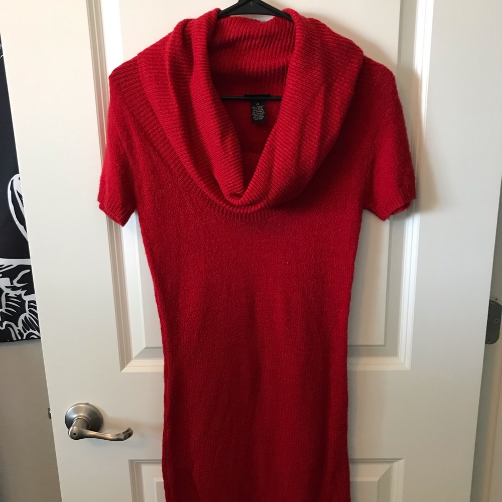 Red sweater dress